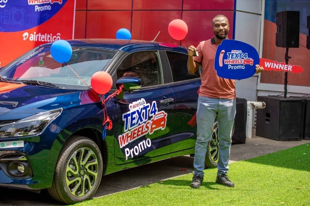 AirtelTigo customer drives home a brand-new Suzuki Baleno in the ‘Text4Wheels’ promo