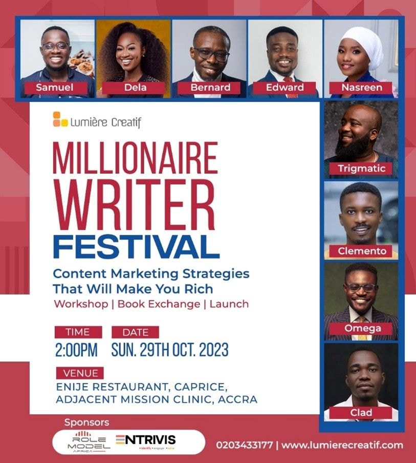 Millionaire Writer Festival comes off in Accra on October 29