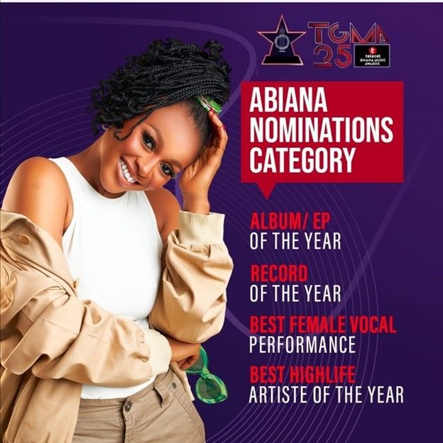 Abiana grabs 4 nominations at TGMA