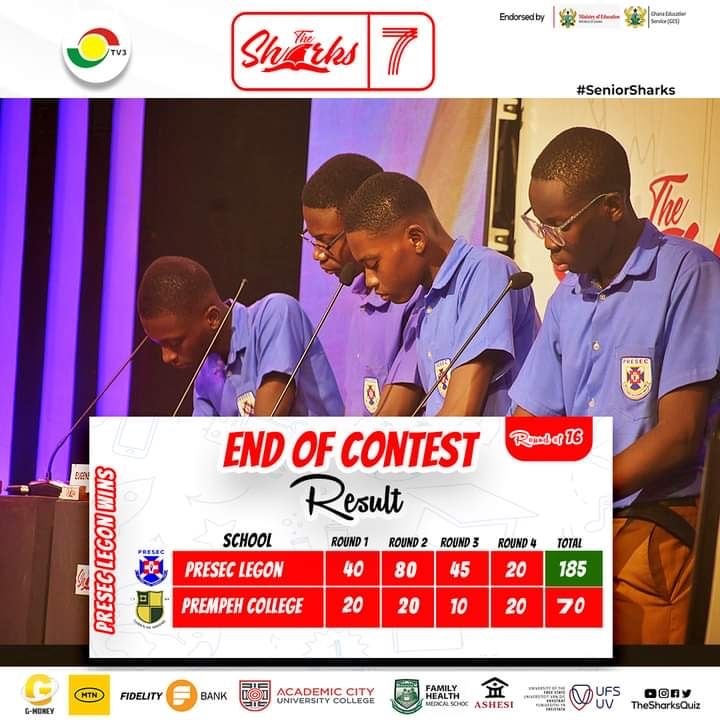 Presby Boys, Legon beat Prempeh College in Sharks Quiz