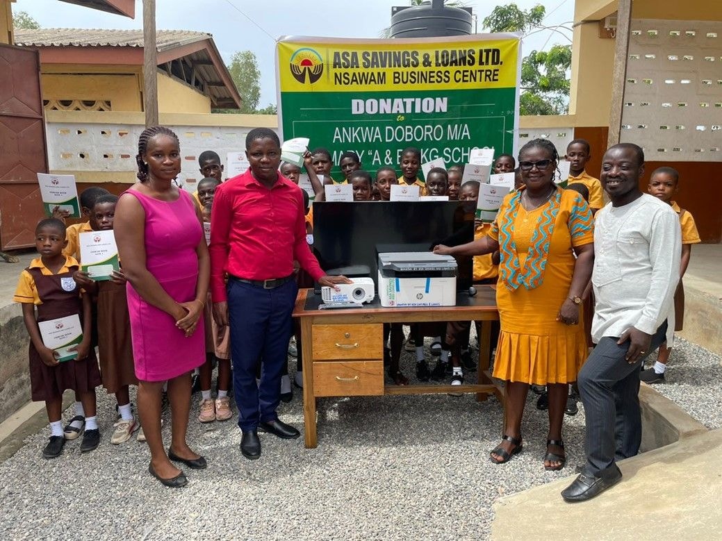 ASA Savings and Loans supports Ankwa Dobro School with tech, supplies