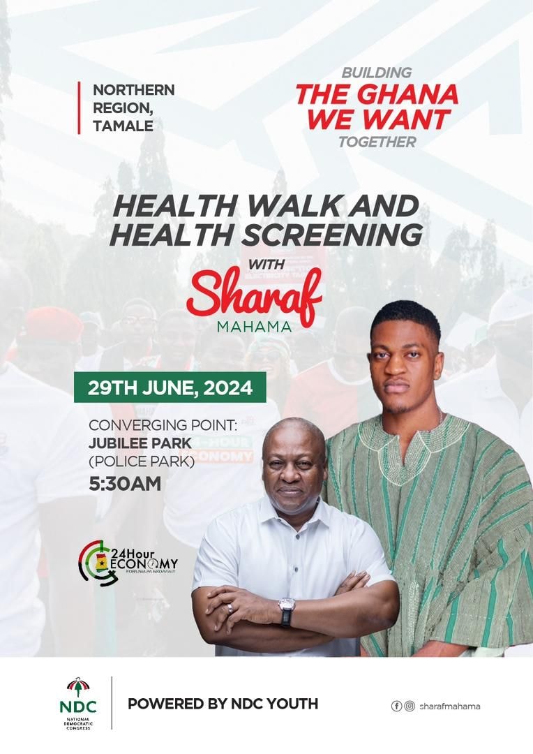 Sharaf Mahama holds health screening and walk in Tamale