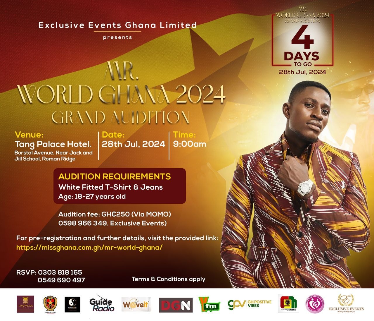 Auditions Open for Mr. World Ghana 2024: Winner to represent Ghana at Mr. World in Vietnam