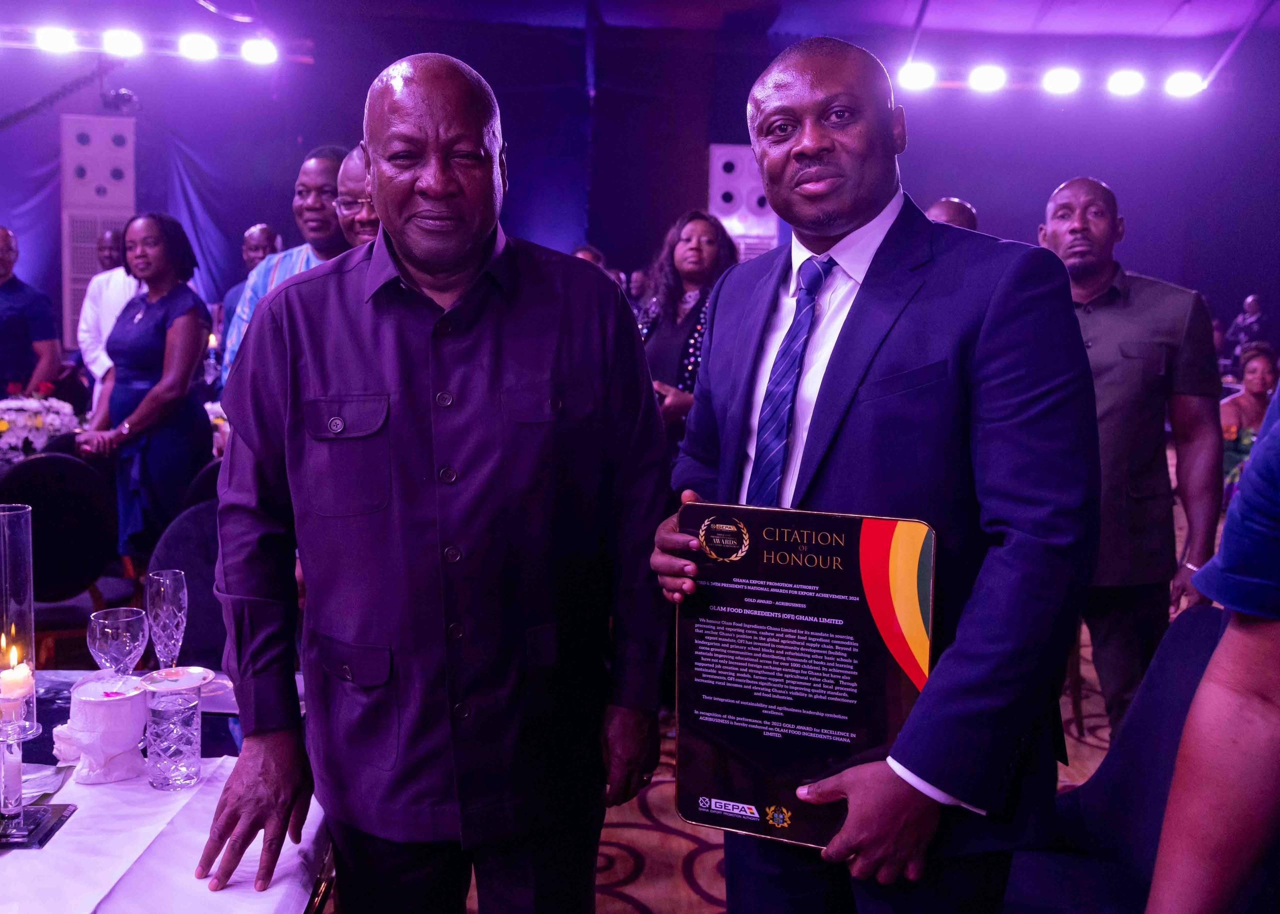 Olam Food Ingredients receives Outstanding Agribusiness Award in Gold Category at President’s Export Awards