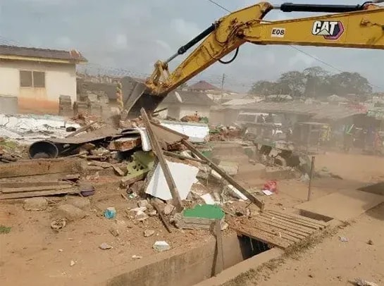 Mass demolition begins along Takoradi–Cape Coast Highway 