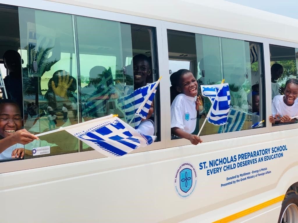 Mytilineos donates school bus to Tema St. Nicholas Preparatory School