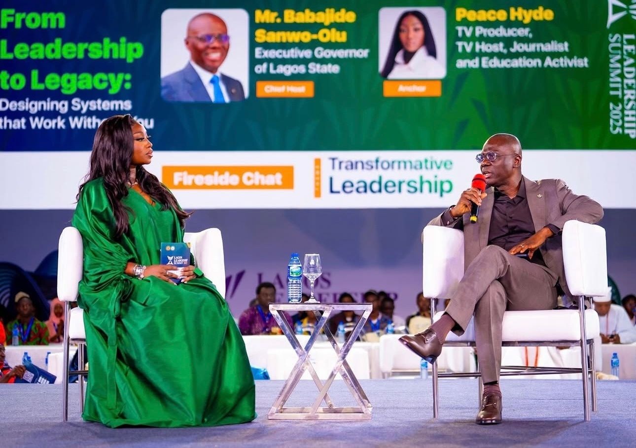 Peace Hyde interviews Lagos Governor Babajide Sanwo-Olu at Lagos Leadership Summit 2025