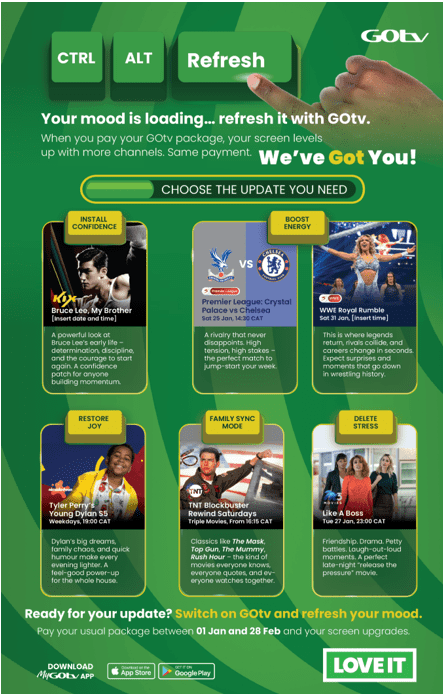 Ctrl + Alt + Refresh Your Entertainment with GOtv: GOtv is your much-needed guide to 24/7 feel-good entertainment