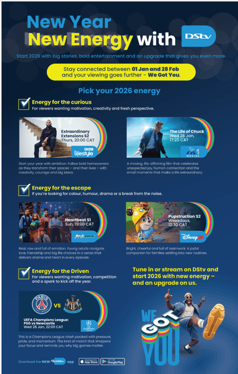 New Year, New Energy: DStv ushers viewers into 2026 with more stories, entertainment