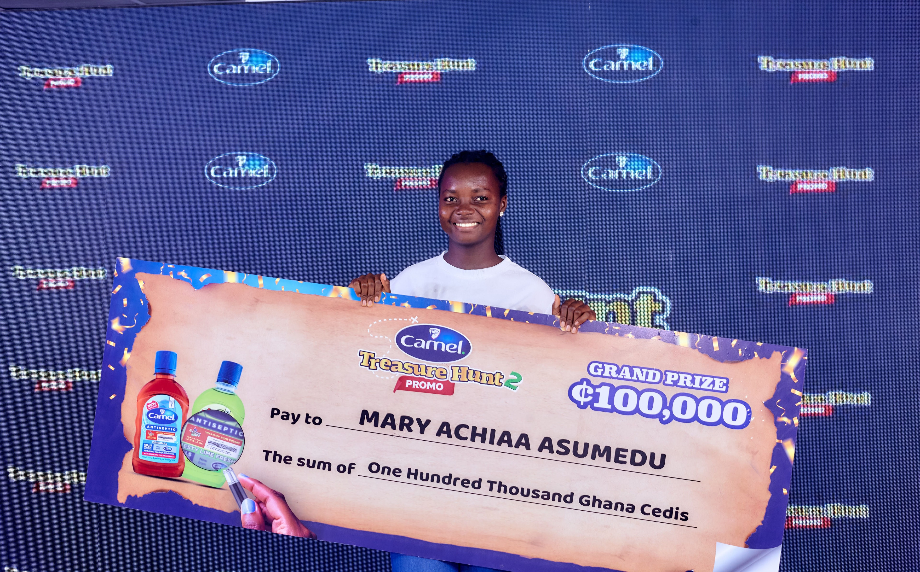 Mary Achiaa Asumedu Wins GHS100,000 Grand Prize in Camel Treasure Hunt 2 Promo