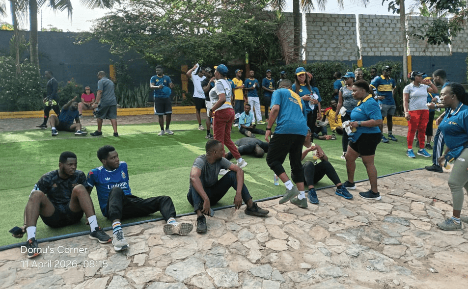 MTN Momo staff walk to promote wellness and fitness
