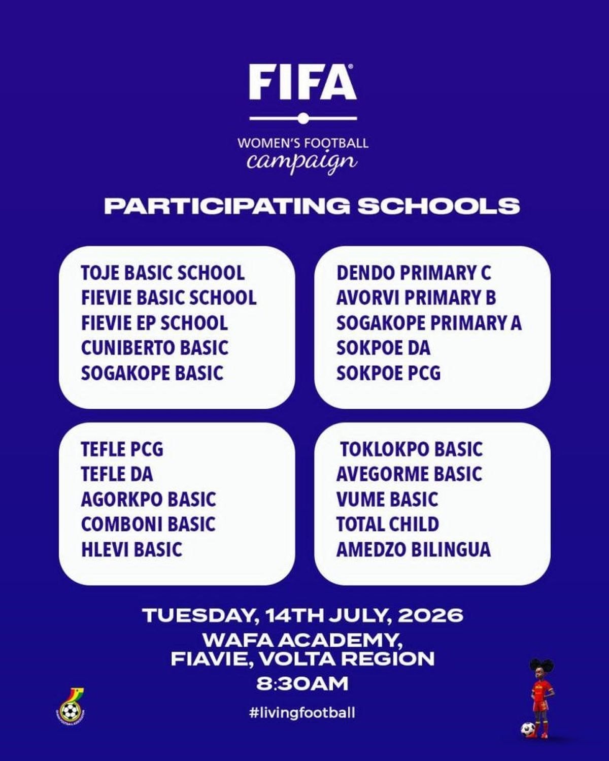 20 schools set for FIFA Girls' football campaign in Volta Region