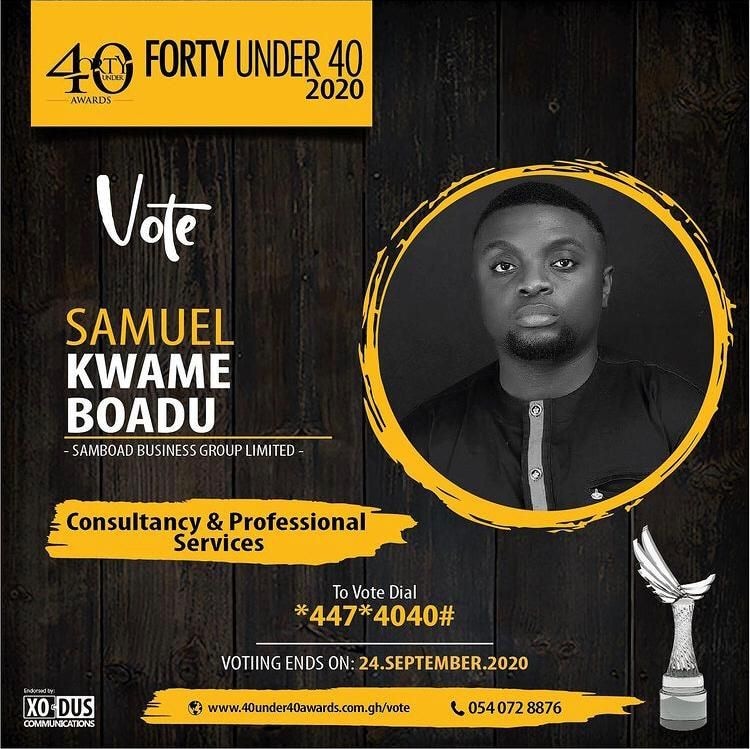 Samuel Kwame Boadu gets 2 nominations for 40 Under 40 Awards