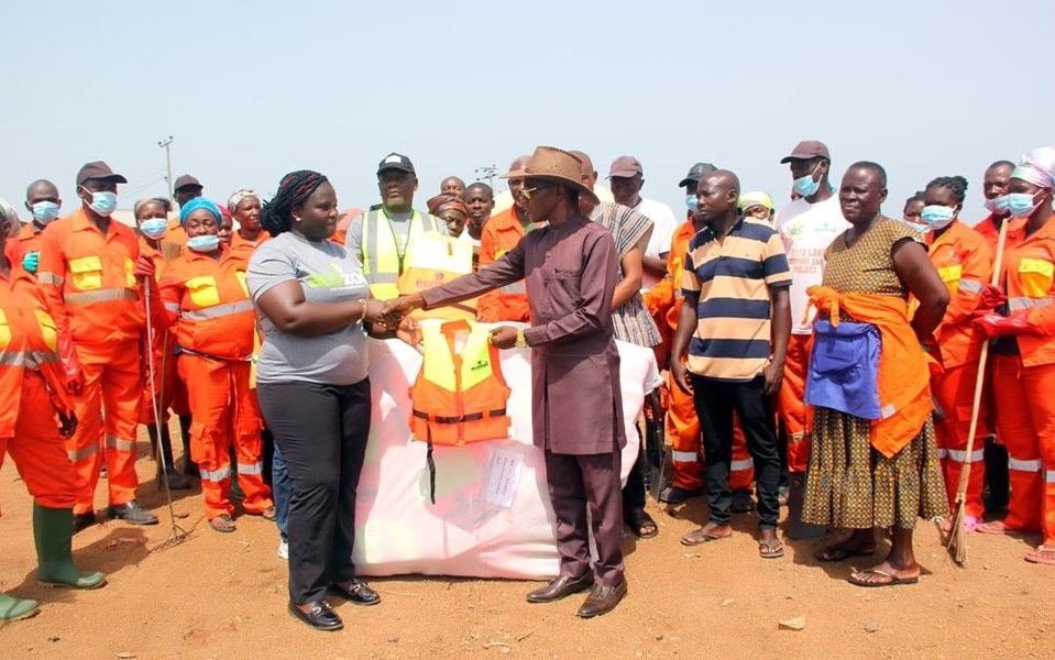 Ecozoil donates life jackets, cleans and sensitizes members in Dzemeni on safe usage of Volta Lake