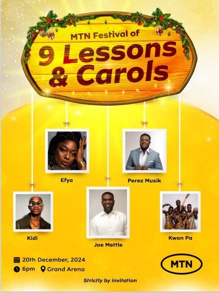 Joe Mettle, Perez Musik, Efya, and Kidi billed for 2024 MTN Festival of Nine Lessons and Carols