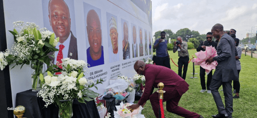 A.g Commissioner of AIB Ghana lays flowers in memory of helicopter crash victims