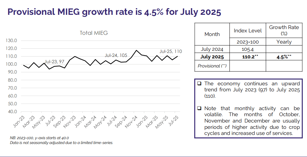 Economy expands by 4.5% in July 2025