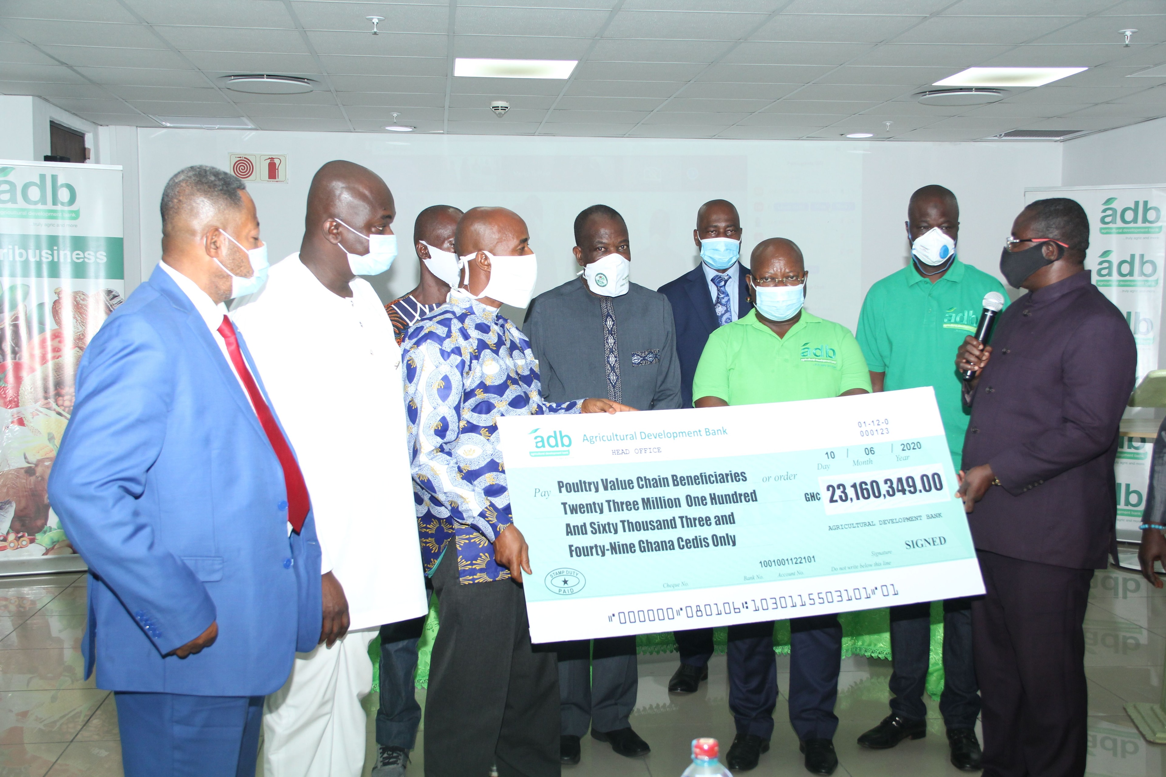 ADB to make economy self-sufficient in poultry by 2022 … presents GH¢23.2m to six poultry value chain players to boost production